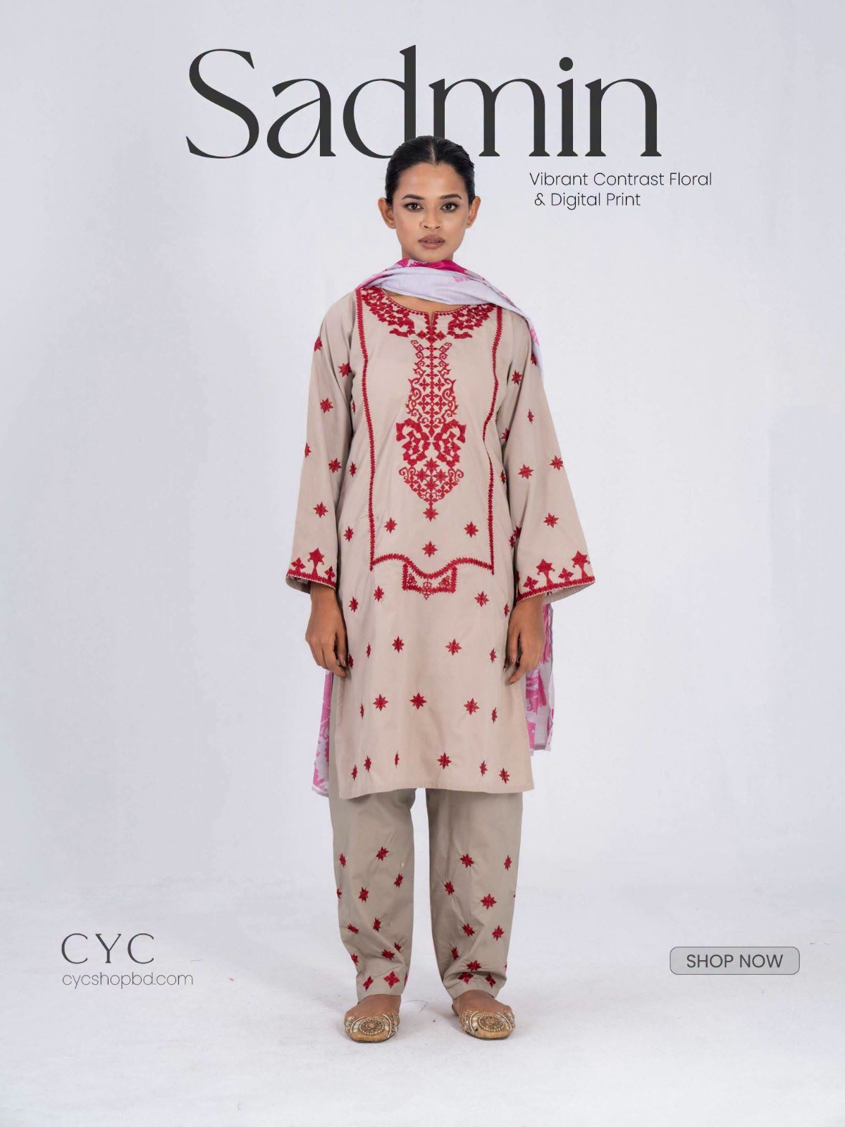 Ivory Cotton Floral Suit